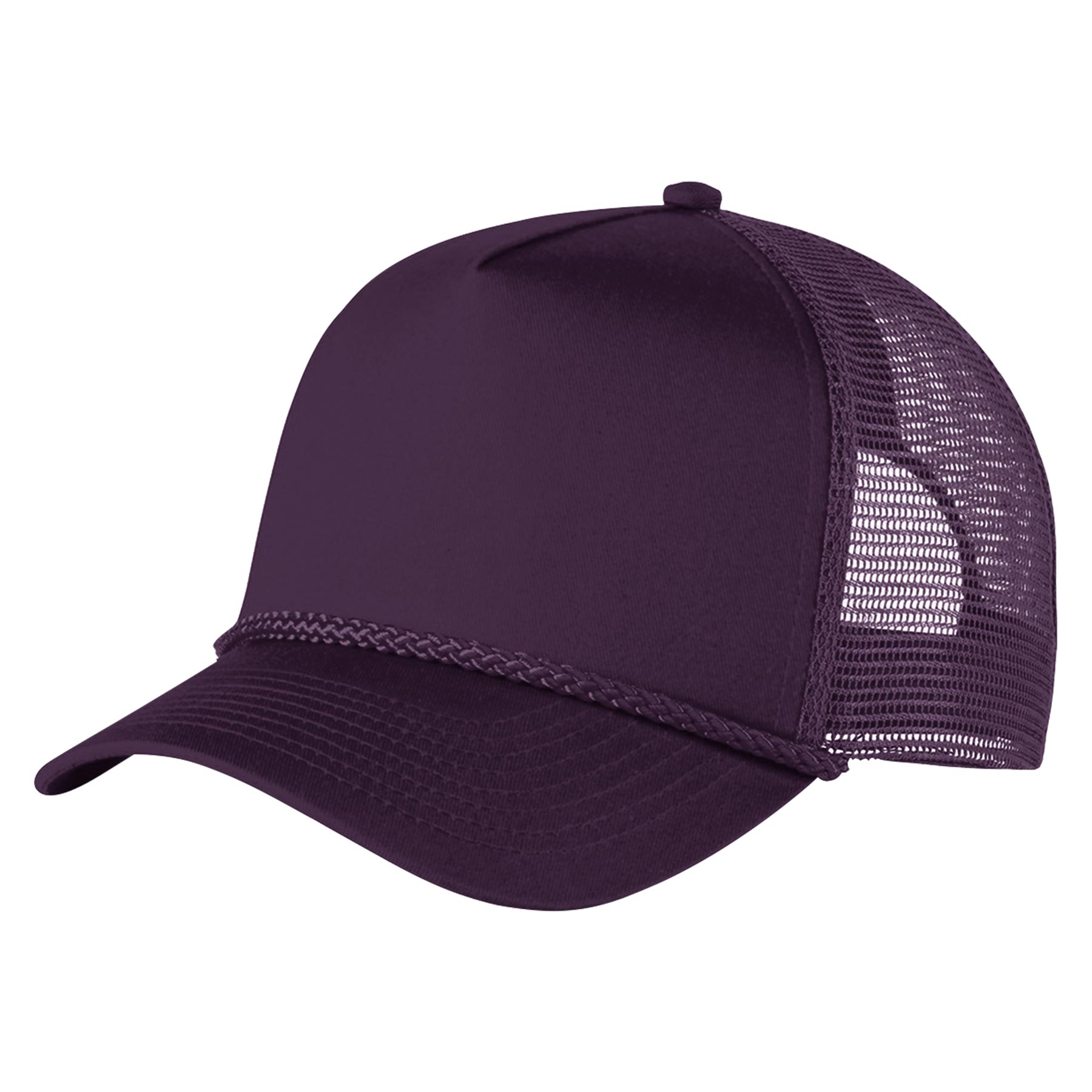FlyFlyPromos - Structured 5 Panel Curved Bill Trucker Cap with Rope Image 5 - Promotional Product